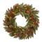 24" White LED Bristle Berry Wreath